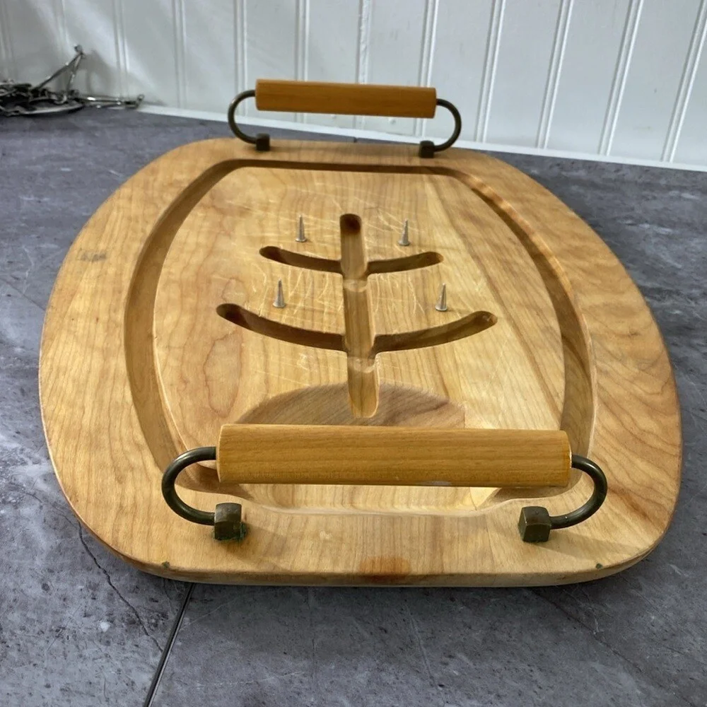Vintage Gladmark Cutting Board Wooden‎ Handles MCM Meat Carving Charcuterie USA